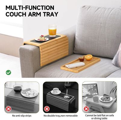 Stockt Bambus-Sofa Arm Tray Tisch Große Couch Taschenhalter Tray für Telefon Tassen Fernbedienung