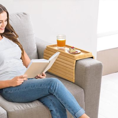 Stockt Bambus-Sofa Arm Tray Tisch Große Couch Taschenhalter Tray für Telefon Tassen Fernbedienung