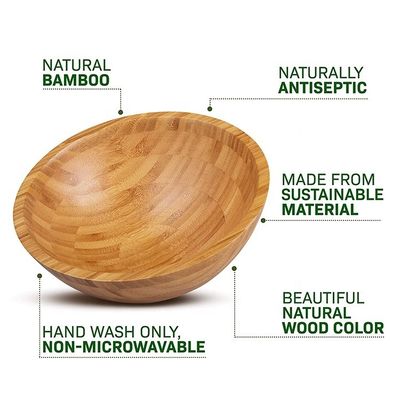 Benutzerdefiniertes Logo Umweltschonendes natürliches rundes Bamboo Salatbecher für modernen Stil Amazon Design