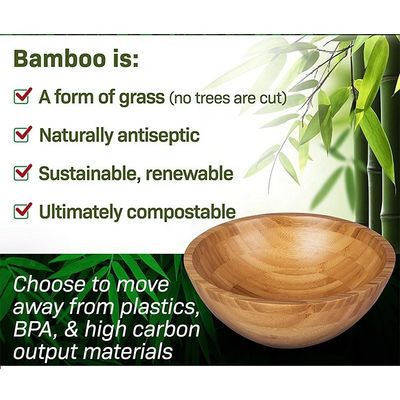 Benutzerdefiniertes Logo Umweltschonendes natürliches rundes Bamboo Salatbecher für modernen Stil Amazon Design