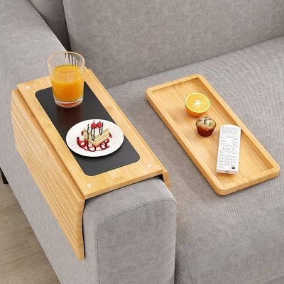 Stockt Bambus-Sofa Arm Tray Tisch Große Couch Taschenhalter Tray für Telefon Tassen Fernbedienung