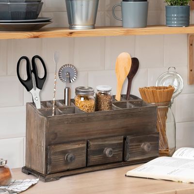 Personalisierte Logo Rustika Vanity Organisator für Kosmetik Make-up und Badezimmerzubehör