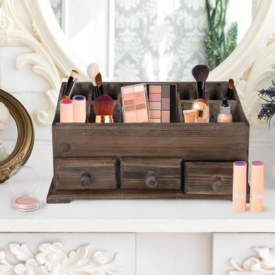 Personalisierte Logo Rustika Vanity Organisator für Kosmetik Make-up und Badezimmerzubehör