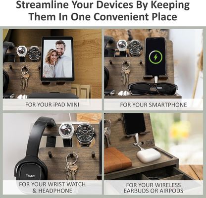 Doppelstufiger Schlaftisch-Organisator für die Aufbewahrung großer Mengen an Mobiltelefonzubehör