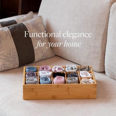 15 Abteilung Bambus-Speicher-Organisator für Gürtel Krawatten-BH Unterhosen Socken Schmuck