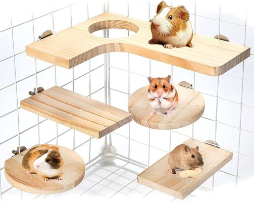 Holzplattform für Hamsterkäfig L-förmiges rundes Loch 5Pcs Pedal-Spielzeug