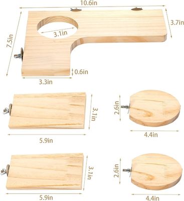 Holzplattform für Hamsterkäfig L-förmiges rundes Loch 5Pcs Pedal-Spielzeug