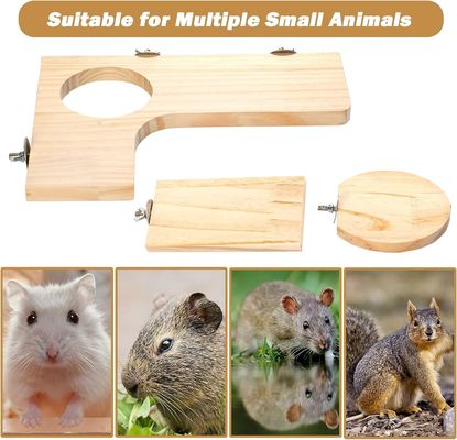Holzplattform für Hamsterkäfig L-förmiges rundes Loch 5Pcs Pedal-Spielzeug