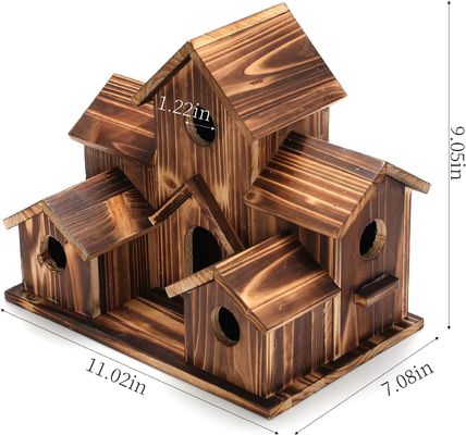 Push-up Schließung 6 Loch handgefertigt Naturholz Vogelhaus zum Aufhängen im Freien