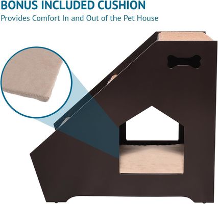 Holztreppe mit 3 rutschfreien Stufen und eingebautem Haus perfekt für Hunde Katzen Kurze Haustiere