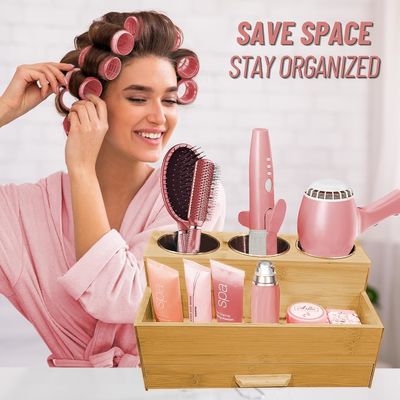 Maximieren Sie Ihren Arbeitsplatz mit diesem Acryl-Haarstyling-Produkt-Organisator für das Bad