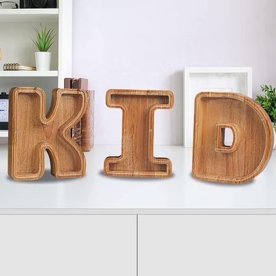 Holz Alfabet Acryl Brief Geld-Box Druck verbrannt Großbuchstaben Piggy Banks für Kinder