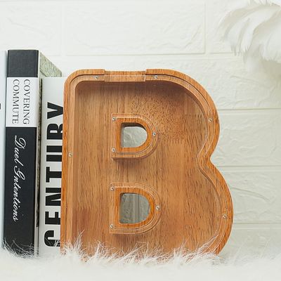 Holz Alfabet Acryl Brief Geld-Box Druck verbrannt Großbuchstaben Piggy Banks für Kinder