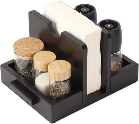 2024 Design amerikanischer Stil Holz Serviettenhalter für Tisch zum Aufbewahren von Salz- und Pfefferschüttlern