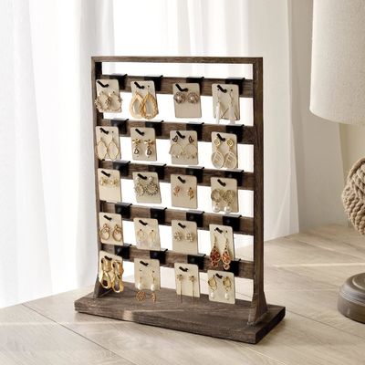 Zuhause Thema Ohrringe Karten-Display-Halter Stand mit Holz Schmuck-Display-Rack und Haken
