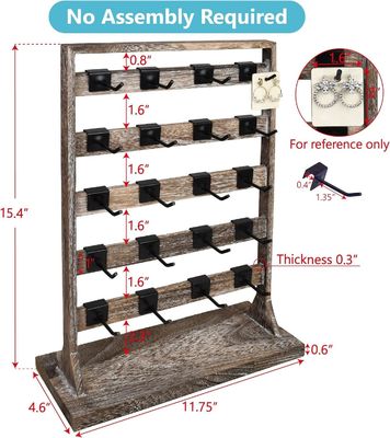 Zuhause Thema Ohrringe Karten-Display-Halter Stand mit Holz Schmuck-Display-Rack und Haken