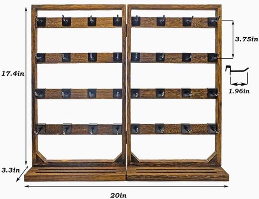 Home Thema Holz Klappschmuck Anzeigestand mit abnehmbaren 32 Haken und Ring Tray