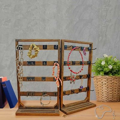 Home Thema Holz Klappschmuck Anzeigestand mit abnehmbaren 32 Haken und Ring Tray