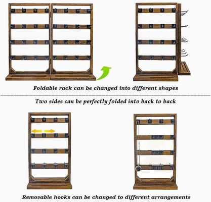 Home Thema Holz Klappschmuck Anzeigestand mit abnehmbaren 32 Haken und Ring Tray
