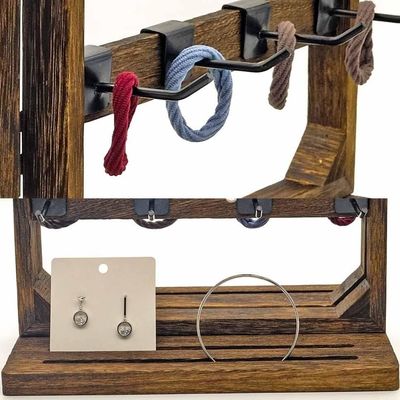 Home Thema Holz Klappschmuck Anzeigestand mit abnehmbaren 32 Haken und Ring Tray