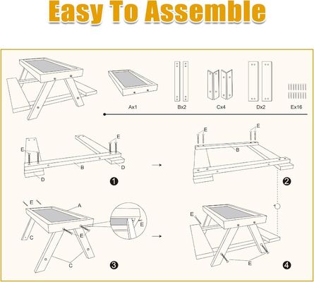 Handgefertigter Hühnertisch Holz-Picknicktisch für Tierschalen Fütterungen und Kleintiere