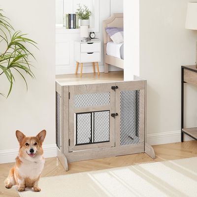 Hohe Menge Holz frei stehende Hunde Tor mit Katzen Türmasch und kundenspezifisches Logo