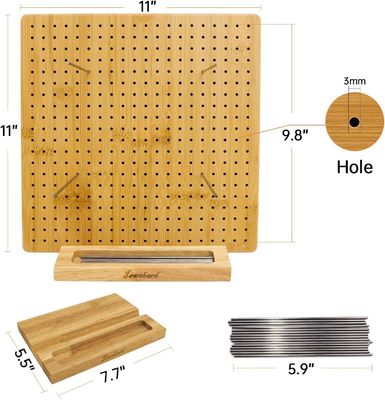 Handgefertigte Strick-Blockmatte Bambusbrett mit Stangen Mini-Holzkiste Pillenlagerung