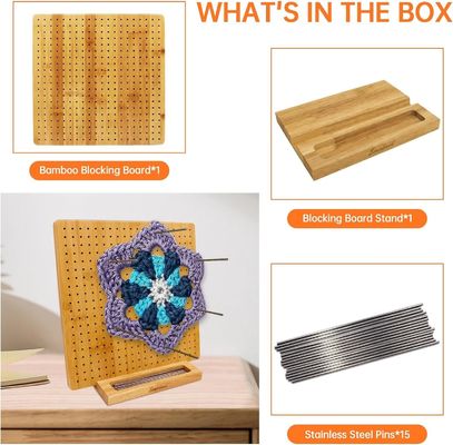 Handgefertigte Strick-Blockmatte Bambusbrett mit Stangen Mini-Holzkiste Pillenlagerung