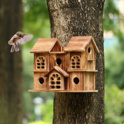 Handgefertigt Holz hängendes Vogelhaus Hamsternest für Garten Hinterhof Druck verbrannt
