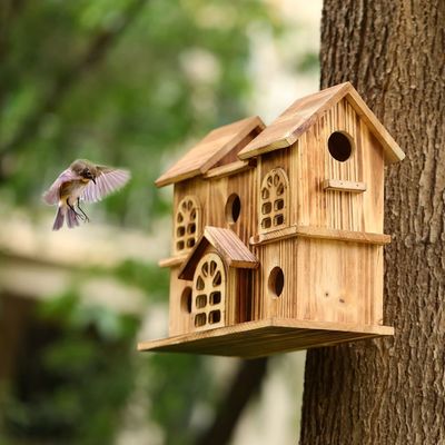 Handgefertigt Holz hängendes Vogelhaus Hamsternest für Garten Hinterhof Druck verbrannt