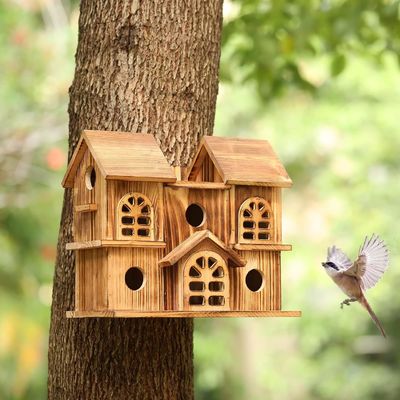 Handgefertigt Holz hängendes Vogelhaus Hamsternest für Garten Hinterhof Druck verbrannt