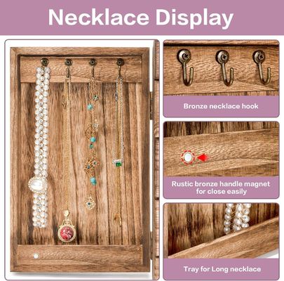 Große 5-Schicht Schmuck-Organisator-Box für Ringe Ohrringe Halsketten Vintage-Stil