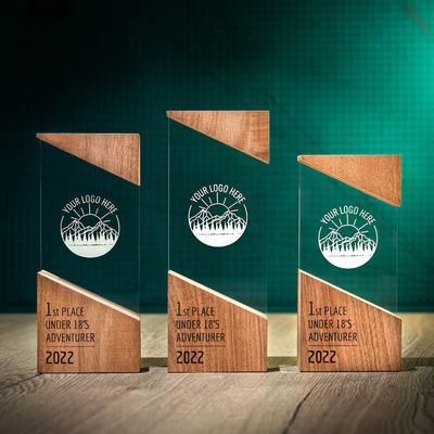 Modern Plaque Holz Laufendes Einzigartiges Design Personalisiertes Holz Acryl RISE Trophy Award