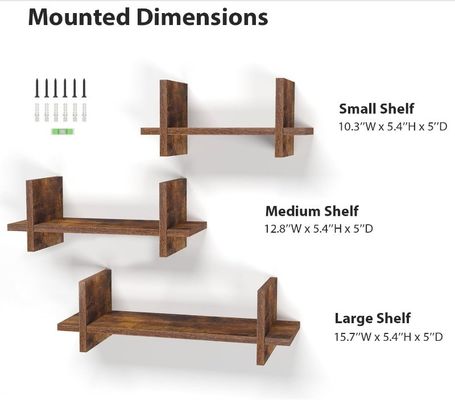 Effiziente Nutzung des Raums mit 202408 Set 3 Holz-Floating-Regal Wandmontierte Regale