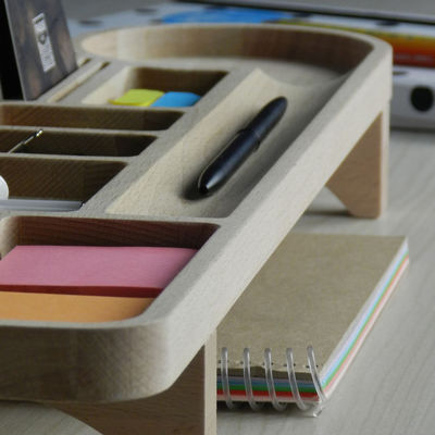 Büro-Schreibtisch-Organisator mit Bleistift-Gehäuse und kundenspezifisches Logo Holz Caddy Telefonträger