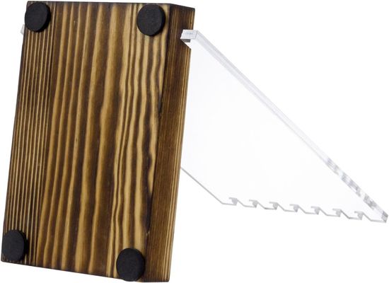 Klarer Acryl-Halsbandhalter mit Massivholz-Basis