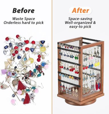 120 Paar Ohrringe Drehkarussell Langlebiges Metall und Holz Ohrring Baumorganisator