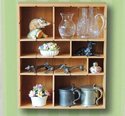 Küchenspeisenregal aus Bambusholz mit Schattenboxen und verstellbarem Schwimmblatt