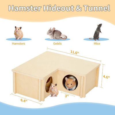 Hausgeschäft Holzhaust hamster Haus Mehrkammer Versteck für das Erforschen von Spielzeug und mehr