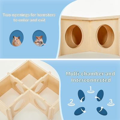 Hausgeschäft Holzhaust hamster Haus Mehrkammer Versteck für das Erforschen von Spielzeug und mehr