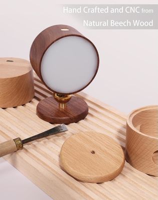 Wandlampen LED 360-Rotations-Dimmung Wiederaufladbare kabellose Batteriebetriebene Holzlampe