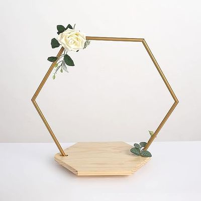 Customized Hexagonal Holzkake Stand mit Metallrahmen Bambus und Walnuss Ermäßigung