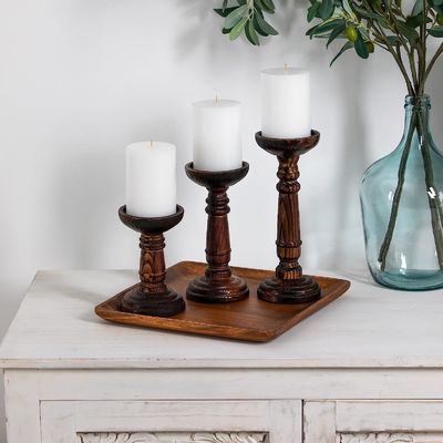 Heimdekoration Handgefertigter Holzkerzenstand Set für Hochzeitsfeier Handgefertigtes Design