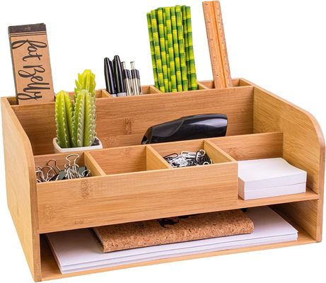 Organisieren Sie Bürobedarf mit Bamboo Wood Desk Organizer und Datei-Speicher Customized Logo