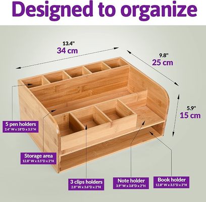 Organisieren Sie Bürobedarf mit Bamboo Wood Desk Organizer und Datei-Speicher Customized Logo