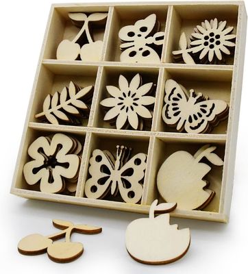 Holzverzierungen Lasergeschnittener Blätter Scheiben in Blumenthemen für Naturdekor 45 Stück