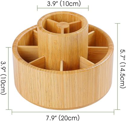 Benutzerdefiniertes Logo Akzeptable Bambus Drehschreibtisch-Organisator für Desktop-Speicher Caddy