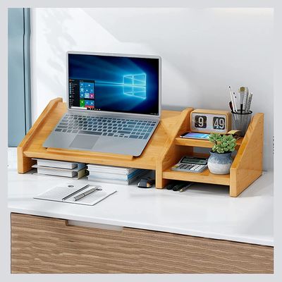 PC-Laptop-Riser mit Holzmonitor-Stand Mehrwinkeldesign und benutzerdefiniertes Logo Schreibtischregal enthalten