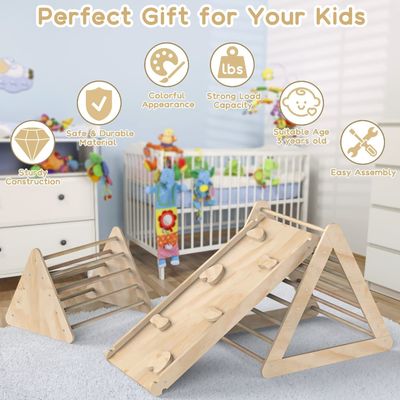 Unisex Holz Klettern Dreiecksleiter mit Rampe und gefärbten Oberfläche für Kleinkinder