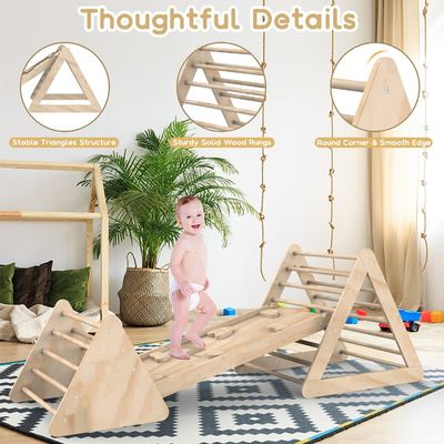 Unisex Holz Klettern Dreiecksleiter mit Rampe und gefärbten Oberfläche für Kleinkinder